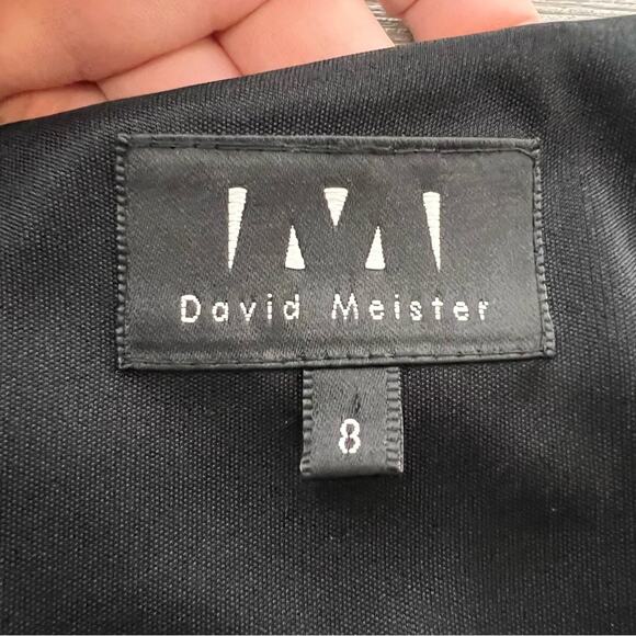 David Meister fox fur trim cuff black gown sz 8 - Picture 4 of 7